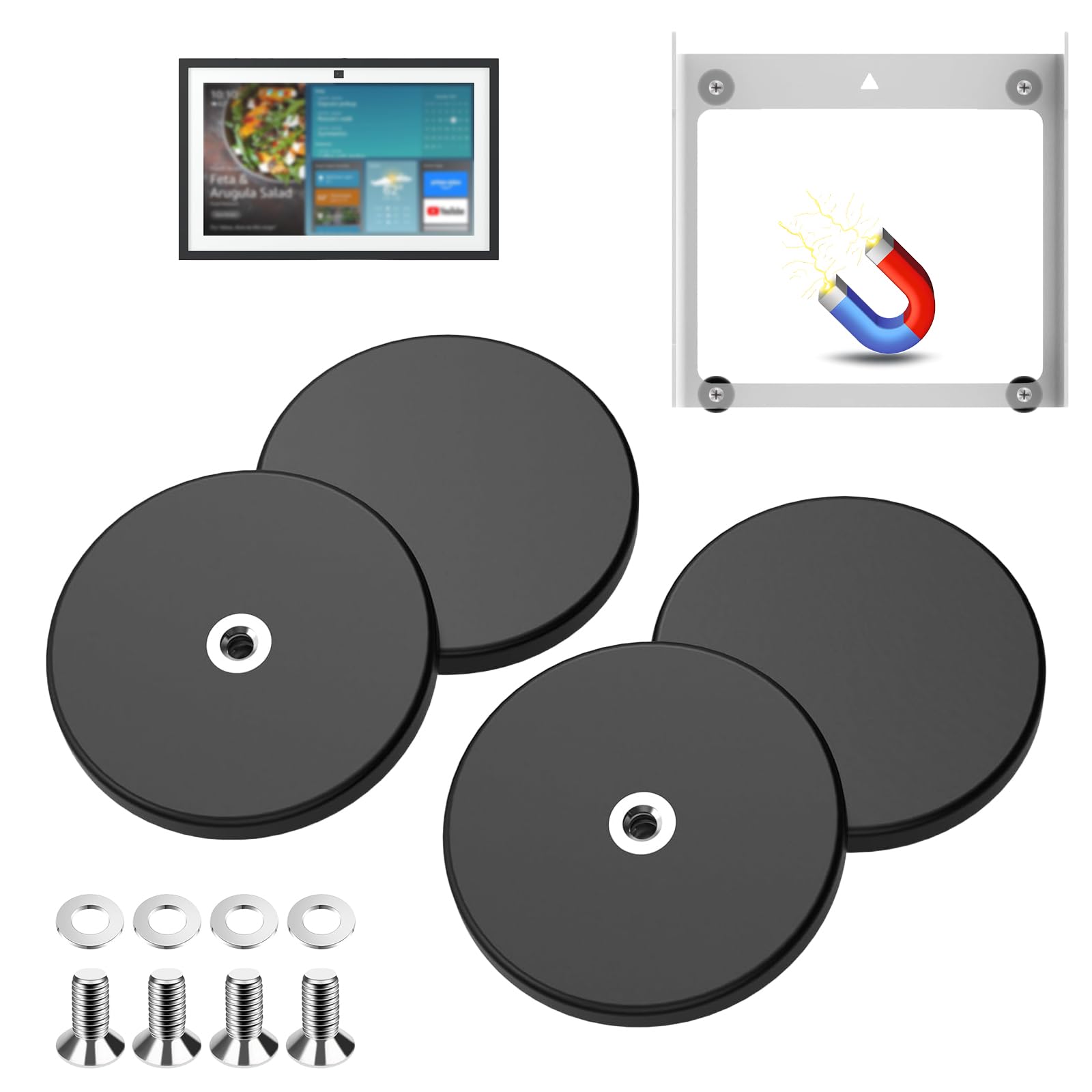Magnetic Mount for Echo Show 15-Inch | No-Punch Easy to Assemble | Rubber Coated