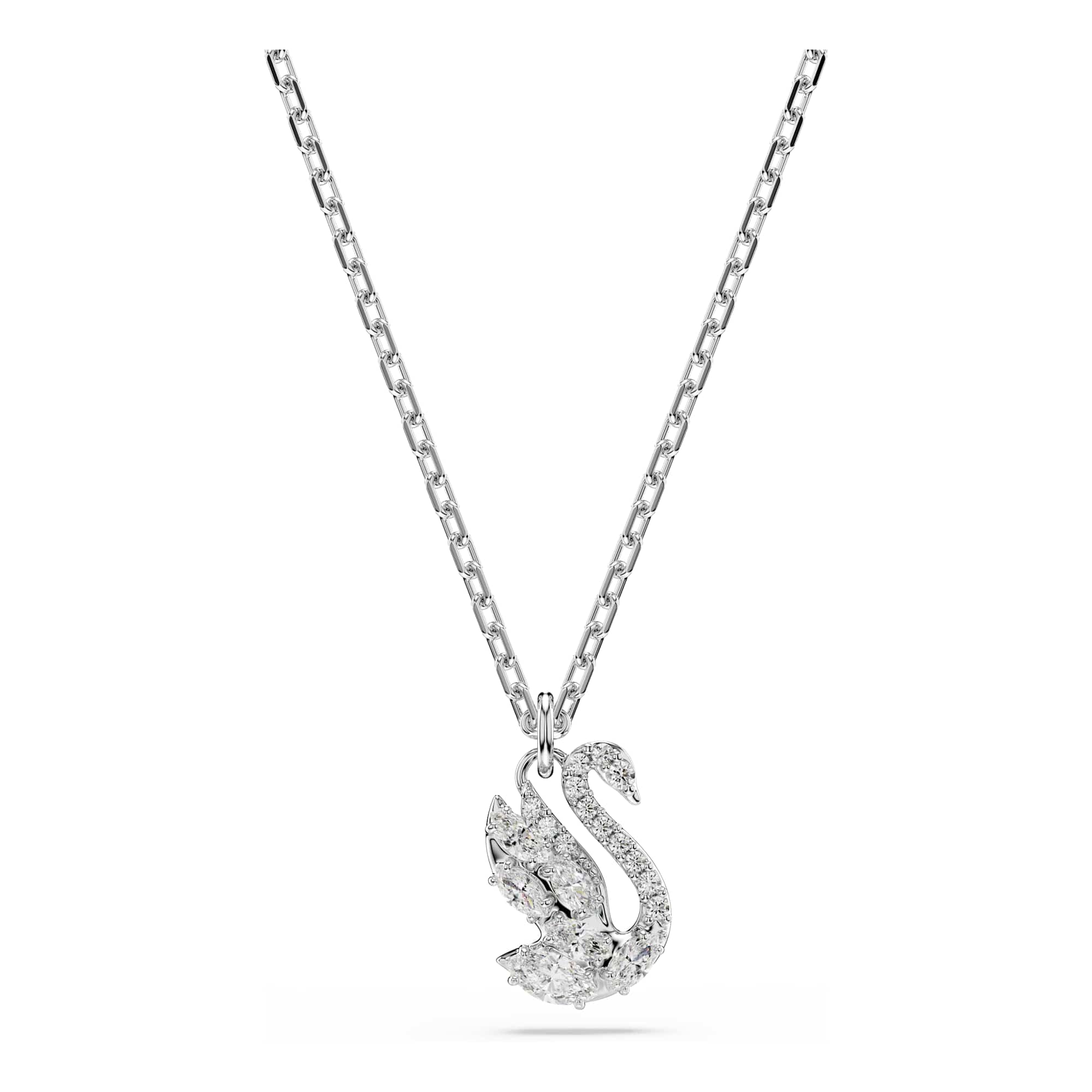 Swarovski Swan Collection, Mixed Cuts, Swan, White, Rhodium plating