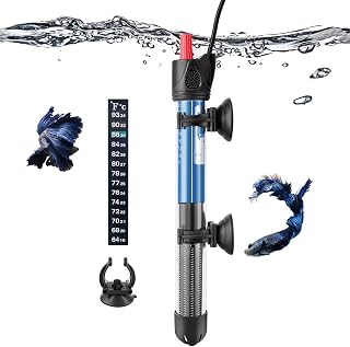 FEDOUR 25W 50W 100W 200W 300W Submersible Adjustable Aquarium Heater, for 3–70 Gallon Fish Tank (25W for 3~10gallon)