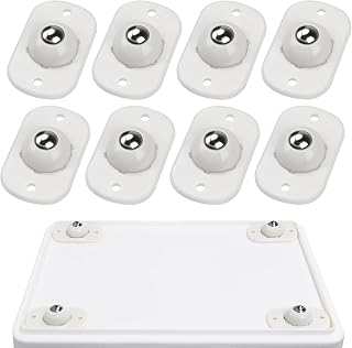 TRVL FIELDER Self Adhesive Mini Caster Wheels, 360° Swivel Appliance Sliders, Small Appliance Rollers Ball Casters Bearing, Sticky Pulley for Kitchen Appliances, Trash Can, Storage Box (White, 8 Pcs)