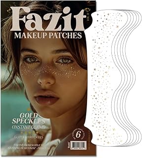 Fazit Gold Speckles - Glitter Freckle Makeup Patches - Shimmering Faux Freckles &amp; Body Glitter - Waterproof, Long-Lasting Instant Glamour for Festivals &amp; Parties - 6 Temporary Makeup Patches Per Pack