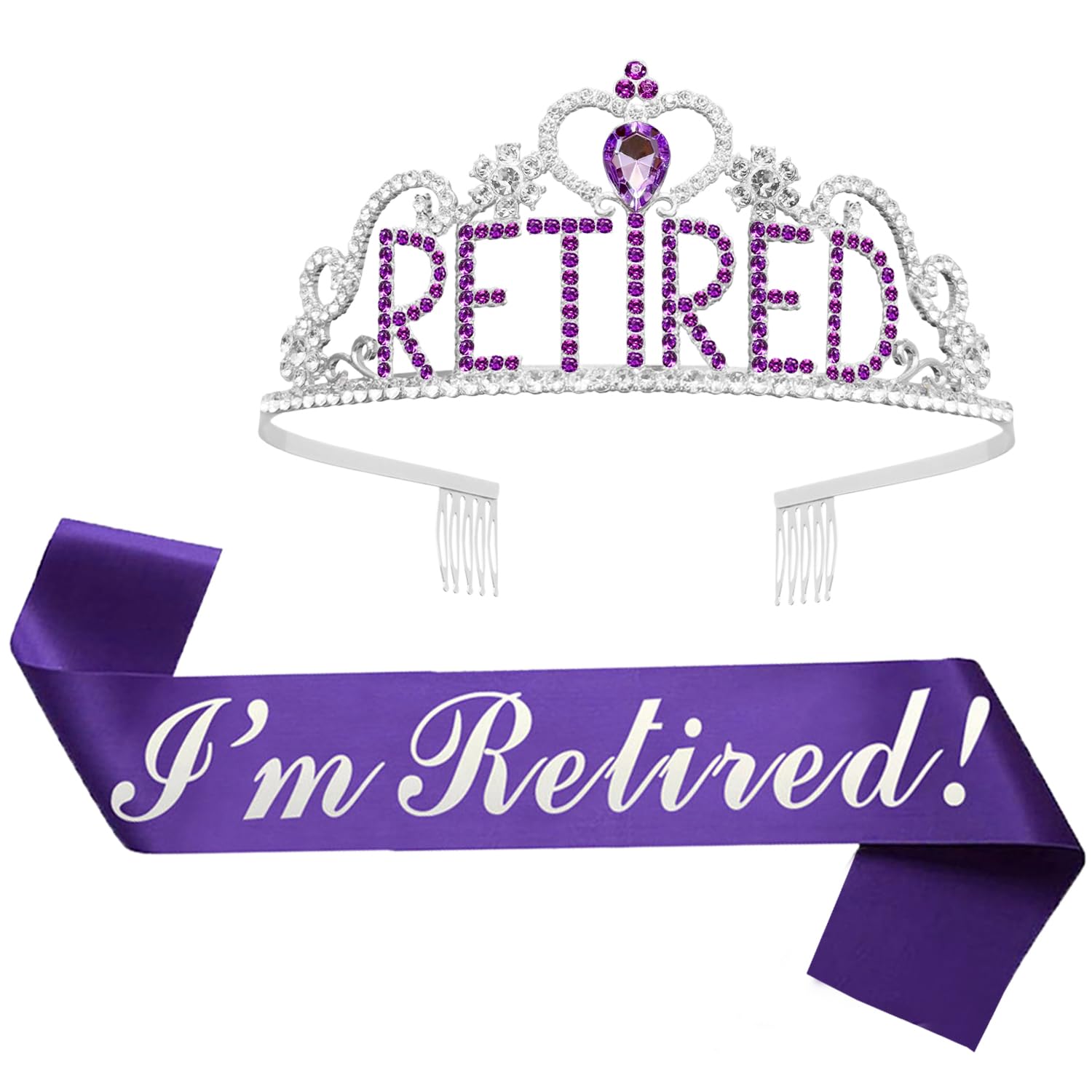 JETKONG Retirement Party Decorations - Tiara/Crown & Sash for Women, Party Suppl