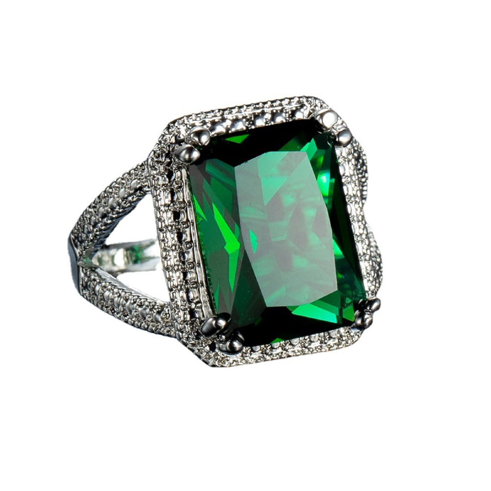 HengSun Vintage 925 Sterling Silver Emerald Ring promise rings for her Cocktail 