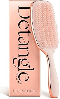 Lily England Detangler Hair Brush for Women for Curly Wet &amp; Dry Hair, Rose | Gentle Detangling Brush for 2C to 4C Curly Hair with Flexible Bristles - Easy-to-Grip Hairbrush for Tangle-Free Styling