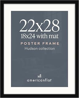 Americanflat 22x28 Poster Frame - Matted to 18x24 - Engineered Wood - Black | Polished plexiglass front, hangs vertical or horizontal, sawtooth hangers included, fits photos, posters and art