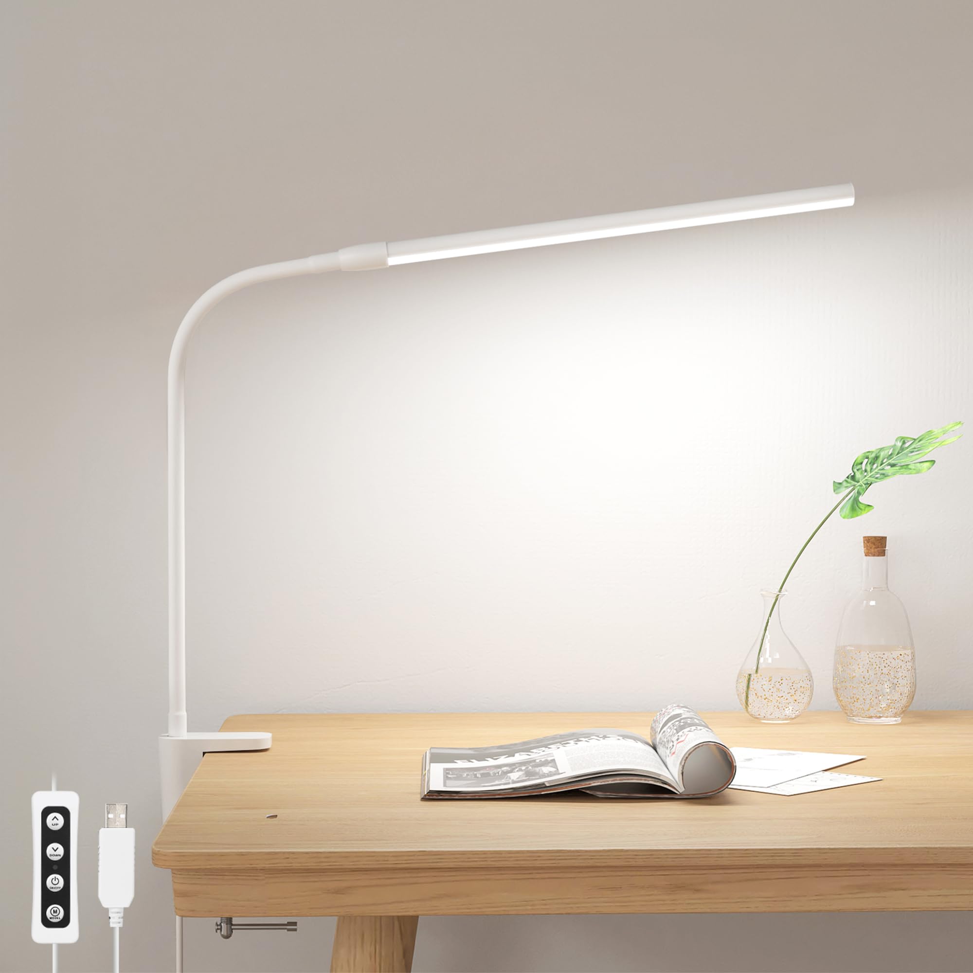 Lepro Small Desk Lamp with Clamp, LED Reading Lamps, 460LM, 5W, White | 3 Color 