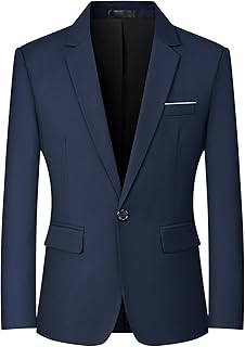 Mylldey Blazer Men Slim Fit Business Casual Men One Button Sport Coat Travel Jacket Lightweight