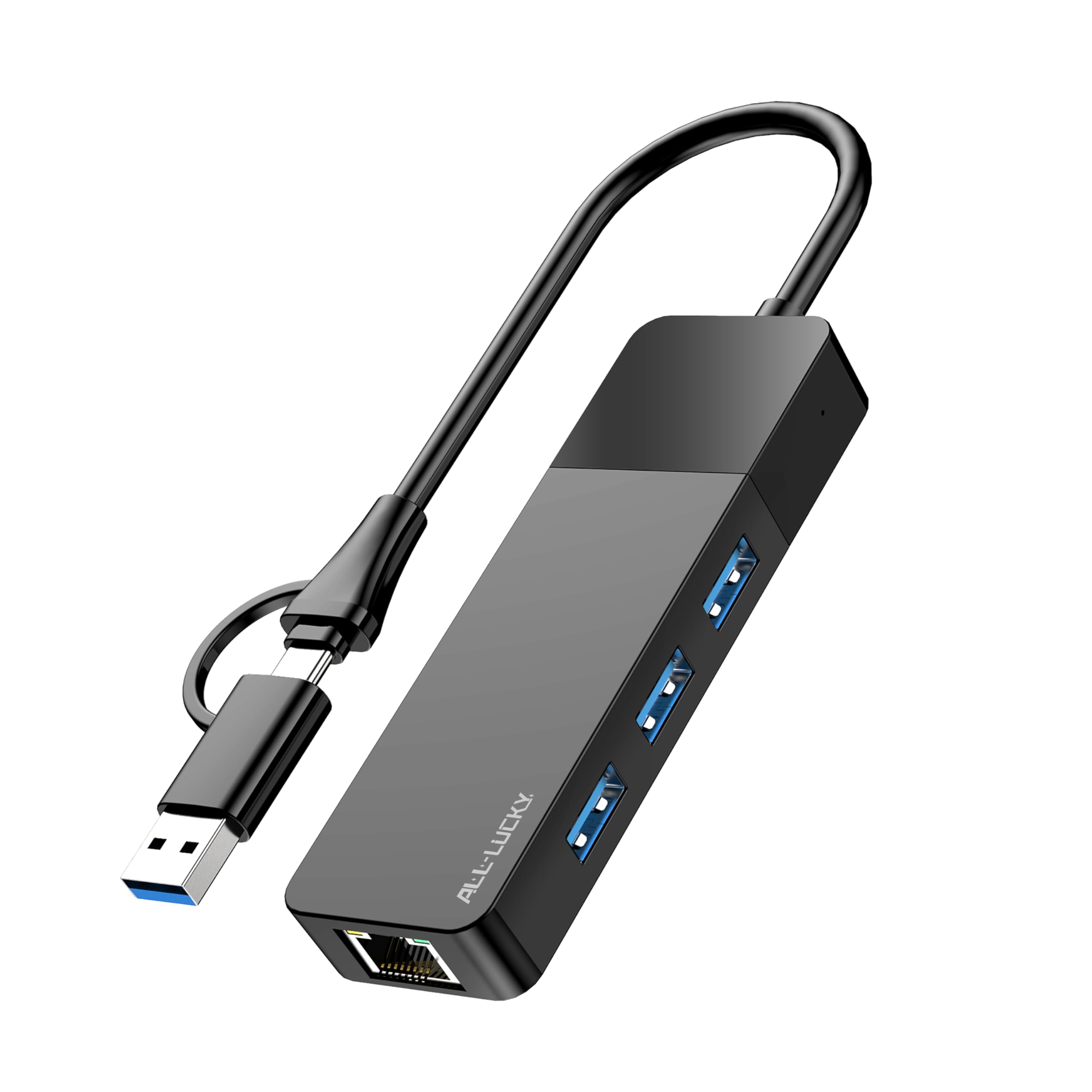 USB A/C to Ethernet Adapter, 3xUSB3.0 and 1000M RJ45 Network hub for laptop | Pl