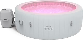 Lay-Z-Spa Paris Round Hot Tub, 4-6 Person | Energy-Saving Inflatable Hot Tub, 140 AirJets, LED Lighting System, Ultra Durable TriTech Construction