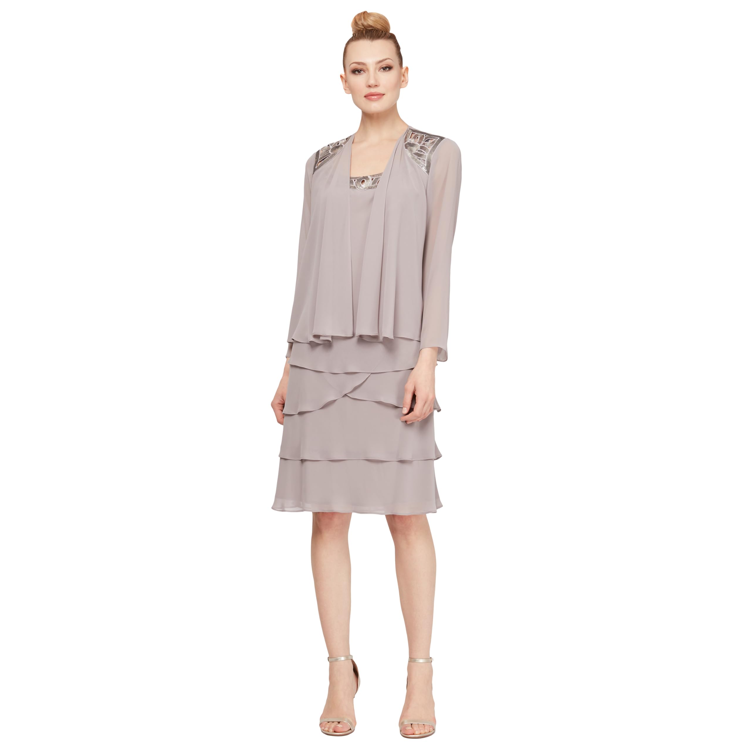S.L. Fashions Delicate and Normal Layered Sequins Decorated Jacket Dress for Spe