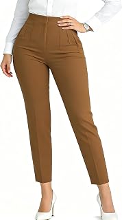 LOVESHOOT Womens Stretchy Dress Pants 2026 Trendy High Waisted Pleated Straight Leg Business Work Casual Trousers