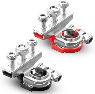 URAQT Battery Terminal Connectors, 3 Way 12V/24V Leisure Battery Terminals, Positive Negative Copper Plate Cable Clamp Quick Connector, Car Battery Terminals Clamps for Car Boat Motorhome Caravan
