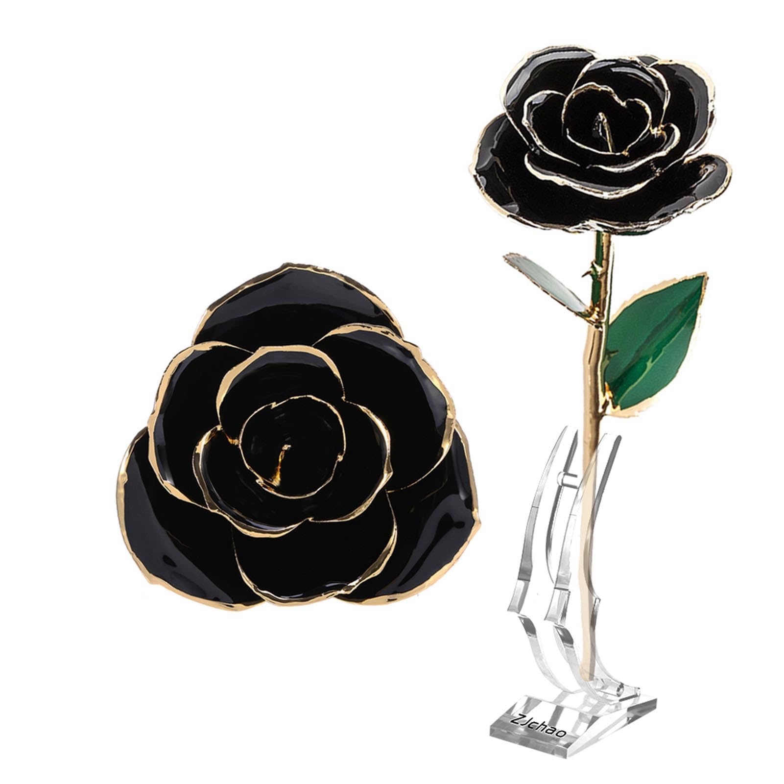 24k Gold Rose Real Rose 11 to 12 Inches Long with Clear Stand | A handcrafted bl