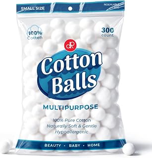 DecorRack 300 Small Cotton Balls for Make-Up, Nail Polish Removal, Pet Care, Applying Oil Lotion or Powder, Made from 100% Pure & Natural Cotton, Soft and Absorbent for Household Needs (300 Count)