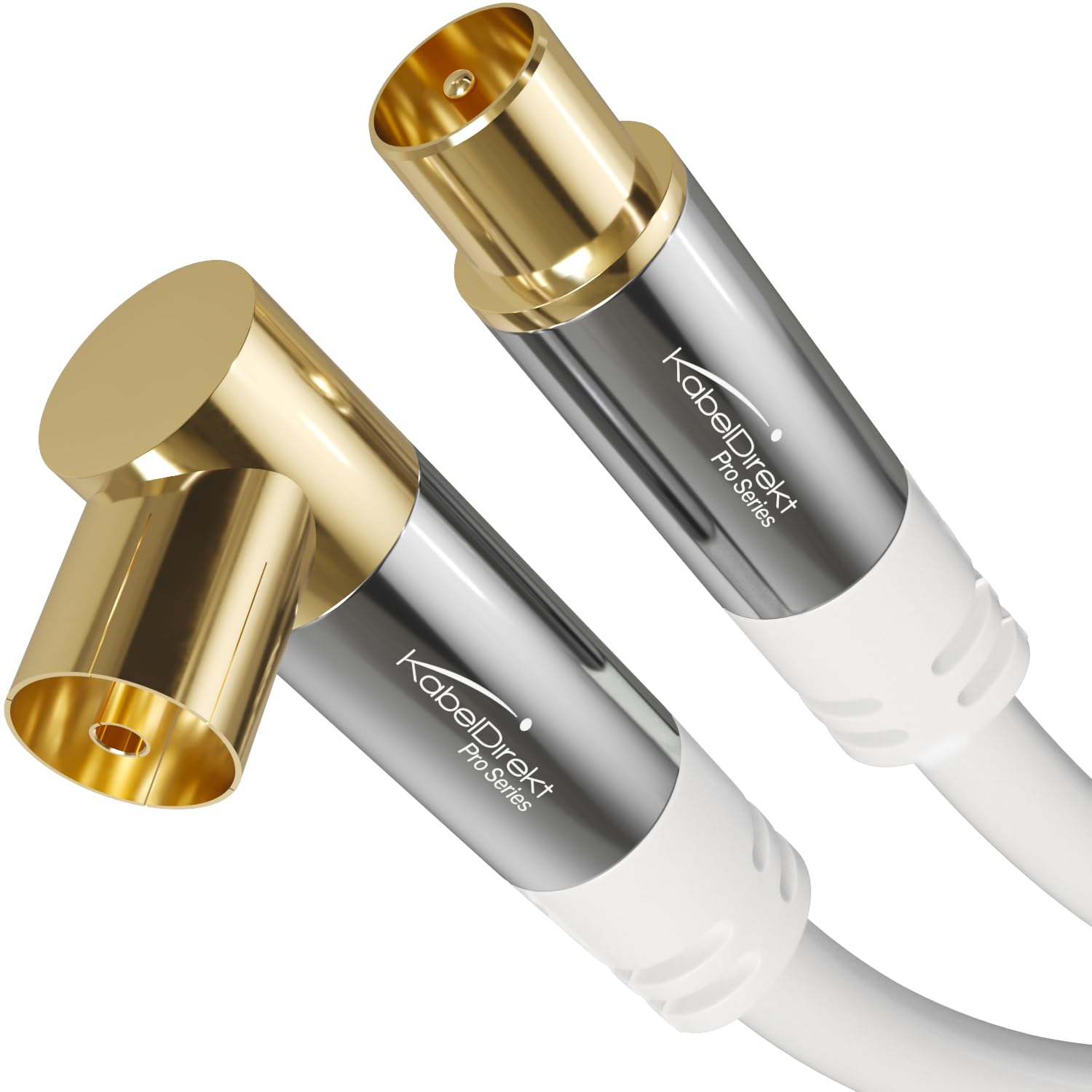 KabelDirekt – 4K Aerial TV Antenna Cable – 1.0m, white, 90°