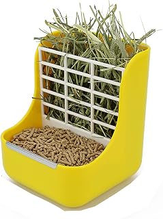QIXNJALG Rabbit Feeder Bunny Guinea Pig Hay Feeder,Chinchilla Plastic Food Bow， Hay Guinea Pig Hay Feeder (Yellow)