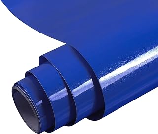 Hode Adhesive Paper for Furniture Blue Glitter 40 cm x 3 m Vinyl Film for Kitchen Furniture Walls Cabinets Tables Decorative Wallpaper Dark Blue
