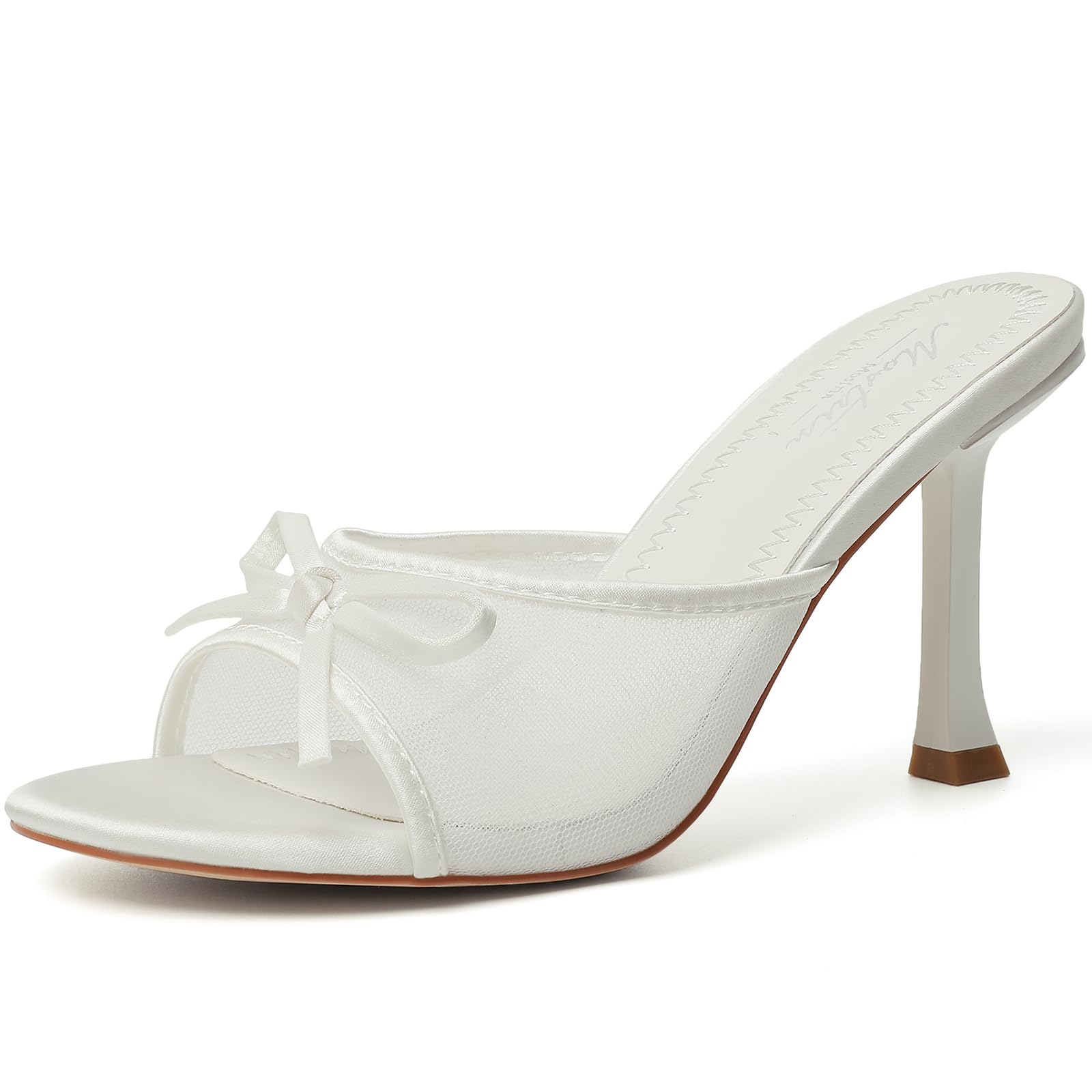 Mostrin Kitten Heels for Women Round Toe Heels With Bow Vintage Mules Sexy Slip 