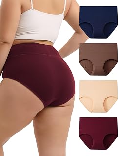 INNERSY Women's Cotton Briefs Plus Sizes (44-62) Pack of 4