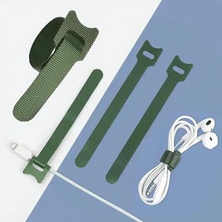 60Pcs Reusable Cable Ties with Hook and Loop Cable Ties Organizer for Desk Office Electronics Travel Use (Green)