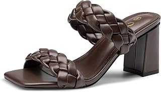 Athlefit Womens Summer Square Braided Heel Sandals