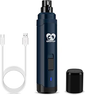 Casfuy Dog Nail Grinder Upgraded - Professional 2-Speed Whisper-Quiet Electric Pet Nail Trimmer Painless Paws Grooming & Smoothing for Small Medium Large Dogs & Cats (Dark Blue)