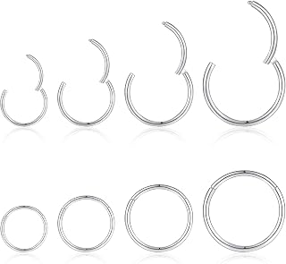 jagosen Black Gold Silver Nose Ring Hoop 18g Titanium Thin Small Nose Septum Ring Lip Ring Eyebrow Cartilage Helix Conch Piercing Jewellery For Women Men 6mm/8mm/10mm/12mm/14mm