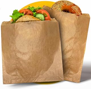 100 Light, Reinforced Paper Sandwich Bags (10 x 10”) Brown Paper Food Bags for Lunch & Snacks