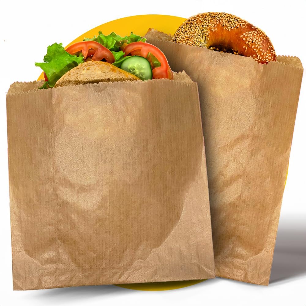 100 Light, Reinforced Paper Sandwich Bags (10 x 10”) Brown Paper Food Bags for L