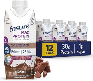 Ensure Max Protein Milk Chocolate Shake, 30g High Protein, 12 Pack | 30g Protein to Support Muscle Health & Manage Hunger for Adults, Each Protein Shake has 1g Sugar, 150 Calories, 4g Fiber