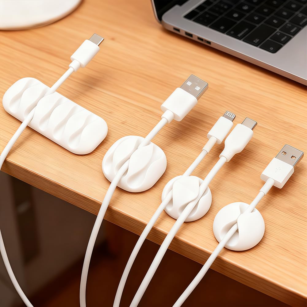 10 Pack Cable Clips, Adhesive Cable Organizer for Organizing Desk, Nightstand, C
