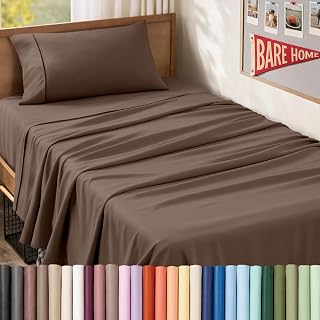 Bare Home Twin XL Sheet Set - 1800 Ultra-Soft (Twin XL, Cocoa)