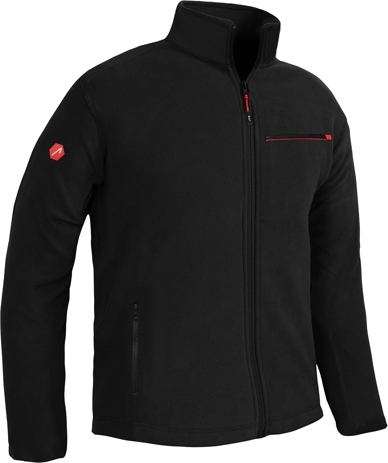 ACE Men's fleece jacket - warm outdoor jacket without hood for men - full-length