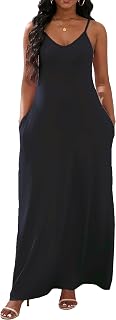 vunahzma Womens Casual Fashion Sleeveless Plus Size Loose Long Sexy Maxi Dress with Pockets