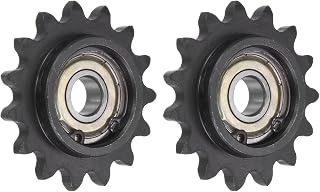 uxcell #35 Chain Idler Sprocket, 10mm Bore 3/8" Pitch 15 Tooth Sprocket Tensioner, C45 Carbon Steel 35 Roller Chain Sprocket with Bearing for ISO 06C Chain, 2Pcs
