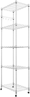 Homdox 5 Tier Steel Wire Shelving Unit on Wheels,Chrome Shelves for Garage Kitchen Living Room,Heavy Duty Shelving Rack, 23.2 x 13.8 x 72 inch (L x W x H)