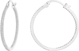 PAVOI 14K Gold Plated 925 Sterling Silver Post Cubic Zirconia Hoop Earrings