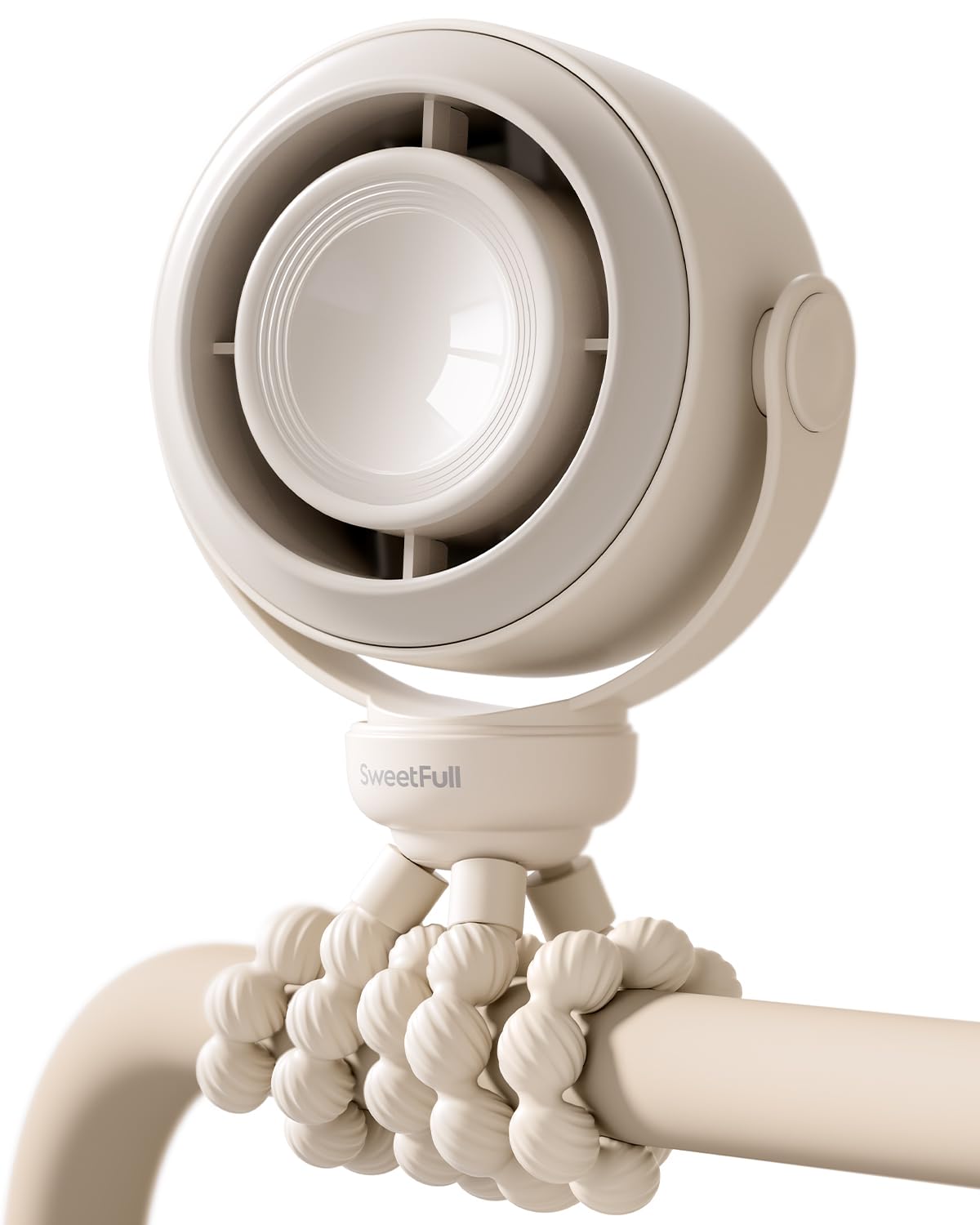 SWEETFULL Portable Stroller Fan, Pinch-Proof Baby Fan - Cream | Wide Turbine Air