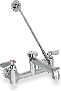 Phivan Commercial Mop Sink Faucet with Vacuum Breaker, Wall Mount Service Sink Faucet, 8 Inch Adjustable Center, Pail Hook, Heavy-Duty Brass Utility Sink Faucet for Restaurant/Garage/Industrial