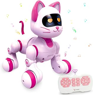 Ysityum Remote Control Robot Cat Toy - RC Robotic Cat for Kids, Interactive Programmable Smart Robot Pet with Light, Sound, Touch Sensing, LED Eyes, Dance & Music, Toy Gift for Kids Boys & Girls