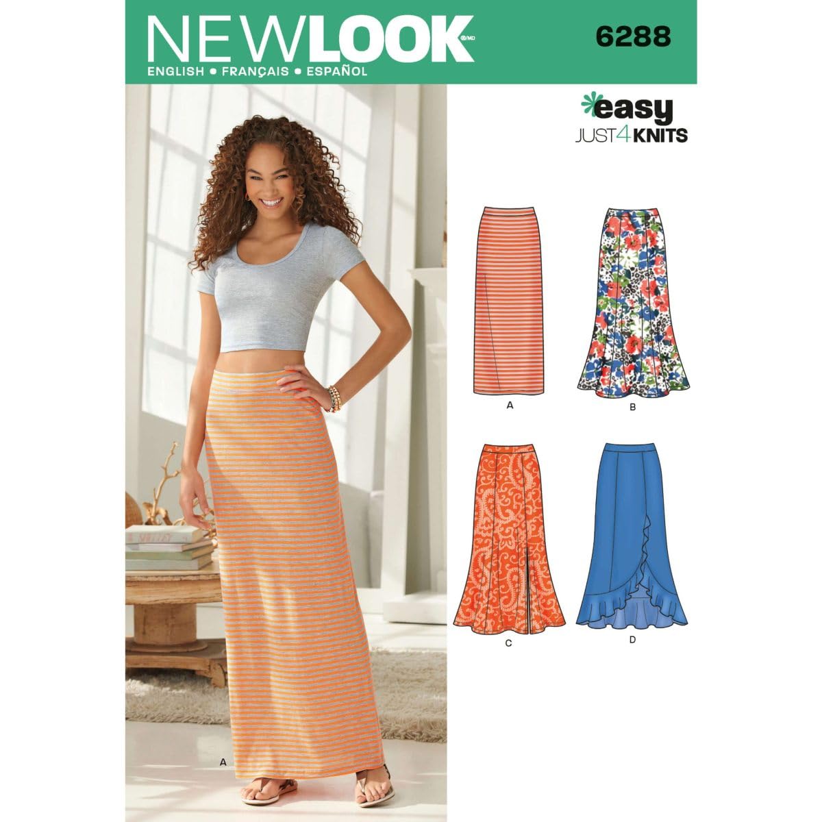 New Look 6288 Easy Women's Pull-On Knit Skirt Sewing Pattern, Sizes 8-20