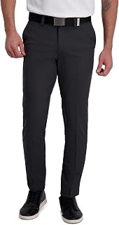 Haggar Cool Right Performance Men's Flex Stria Slim Fit Flat Front Pant
