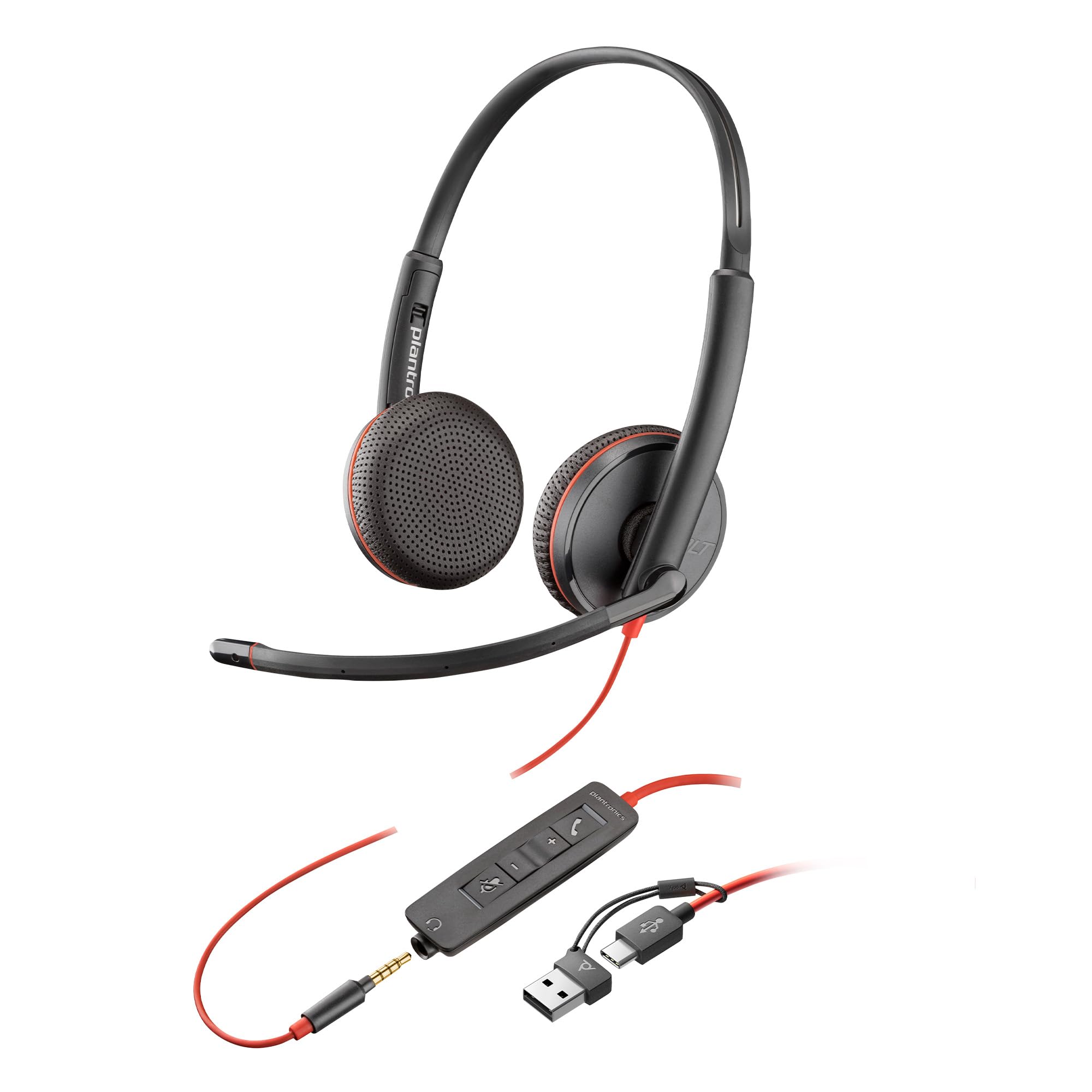 Poly Blackwire 3225 Wired Headset (Plantronics) - Noise-Canceling Mic – Stereo D