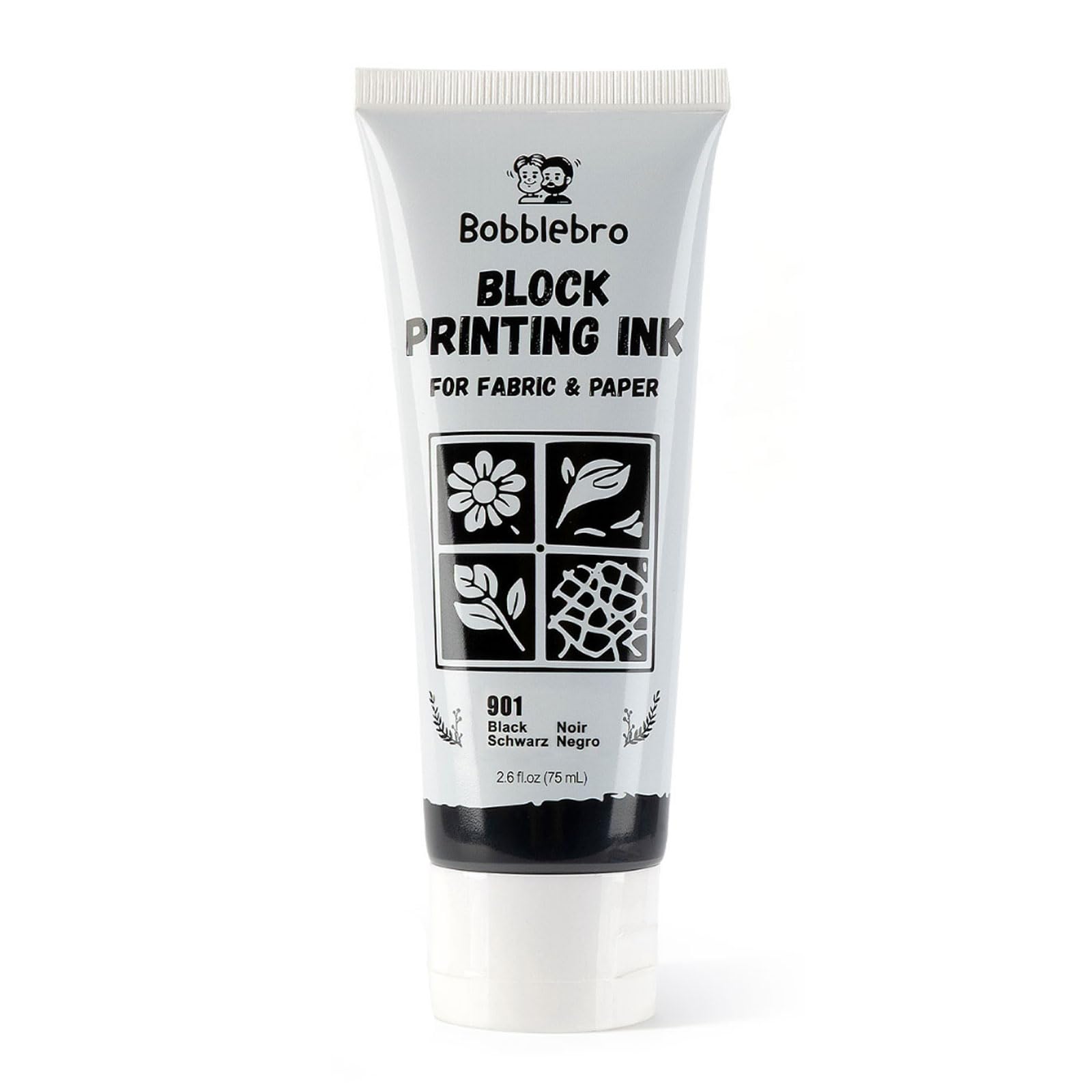Bobblebro Fabric Block Printing Ink, Black, 2.6 oz, for Fabric &amp; Paper | Ric