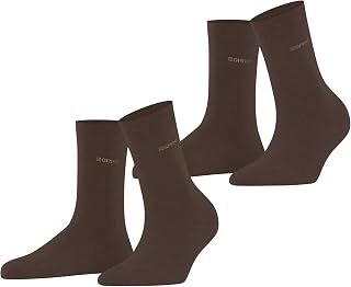 ESPRIT Women's Basic Easy 2-Pack Breathable Organic Sustainable Socks Cotton No Calf Pressure Diabetic Flatlock Seams at Toe Multipack Pack of 2 Pairs