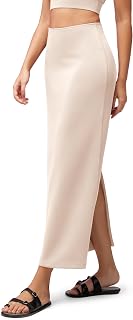 ODODOS Modal Soft Maxi Skirt for Women, Back Slit High Waist Casual Long Pencil Skirts
