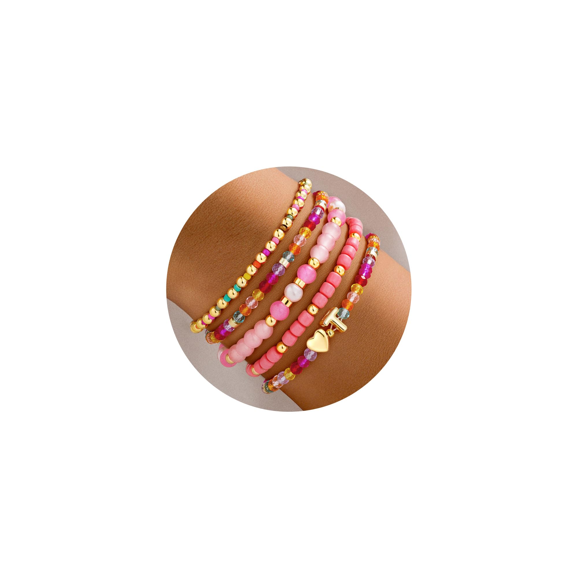 Turandoss Teen Girls Gifts Trendy Stuff, Colorful Beaded Initial Bracelets