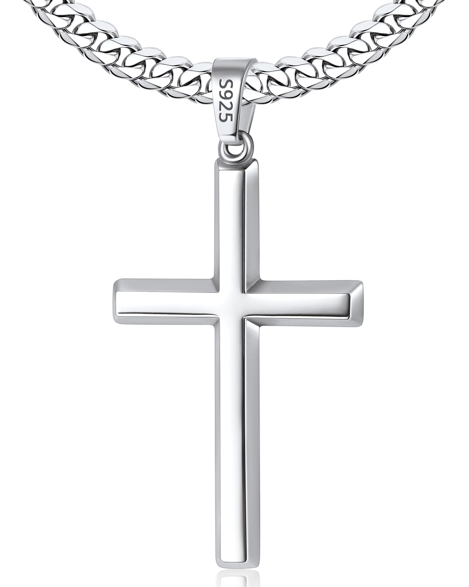 925 Sterling Silver Cross Necklace for Men, 18k Gold Plated Sterling Silver Cros