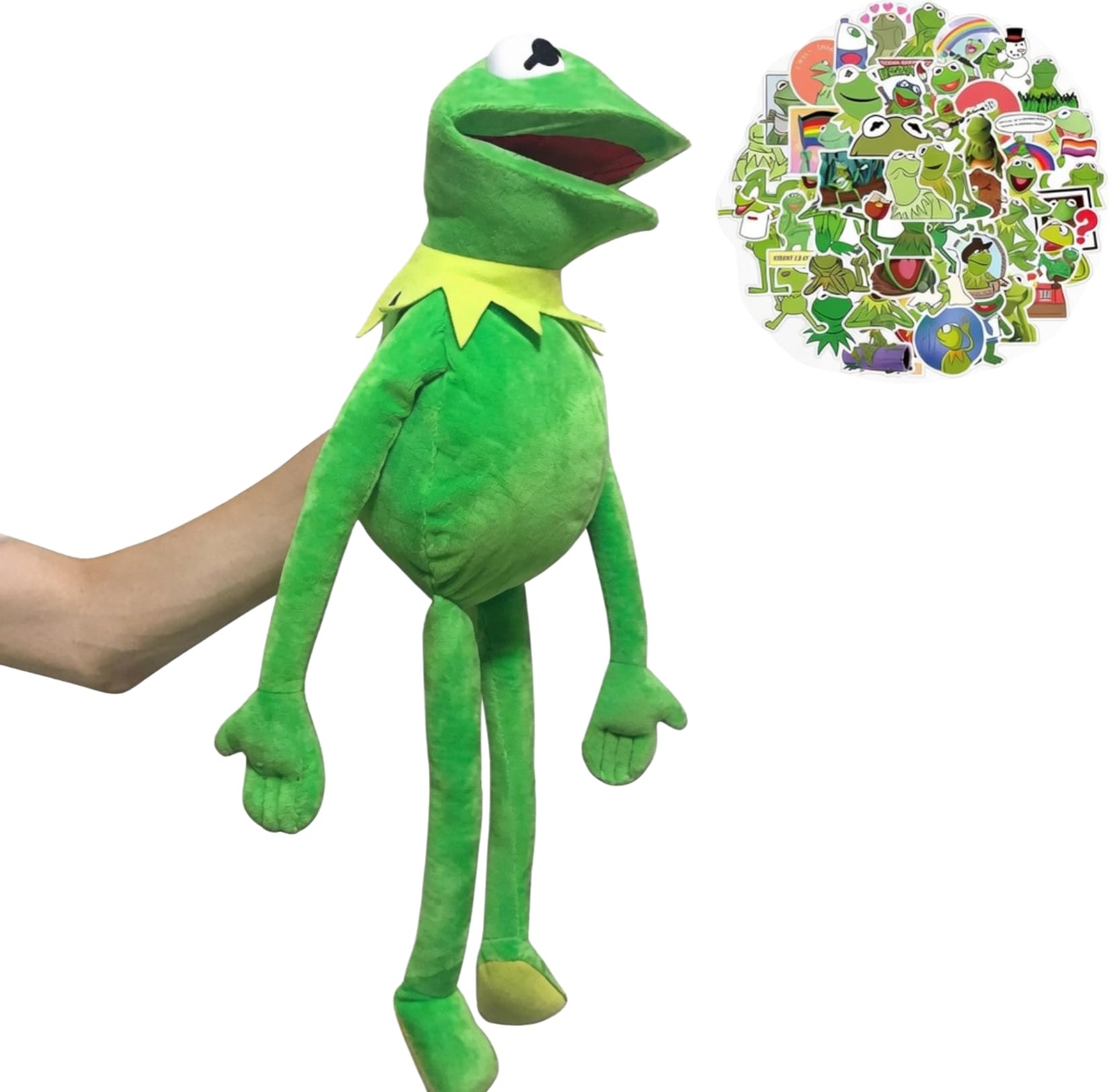 Kermit The Frog Puppet with 50Pcs Stickers Frog Hand Puppets for Kids Adult Anim