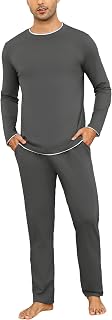 Aseniza Men's Winter Pyjamas Long Sleeve Cotton Simple Elegant Pyjamas Soft